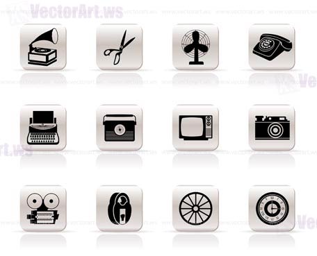 Simple Retro business and office object icons - vector icon set