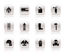 Simple fire-brigade and fireman equipment icon - vector icon set