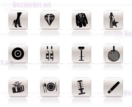 Simple Luxury party and reception icons - vector icon set