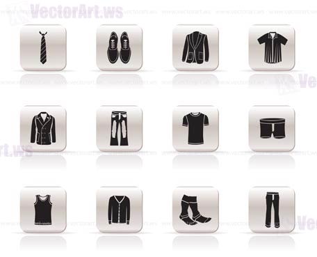 man fashion and clothes icons - vector icon set