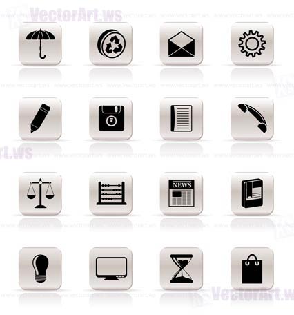 Simple Business and Office internet Icons - Vector icon Set