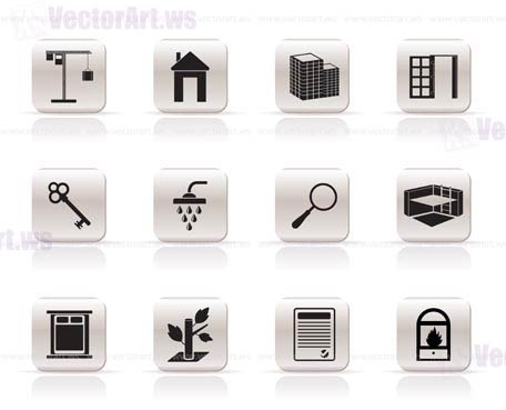 Simple Real Estate icons - Vector Icon Set