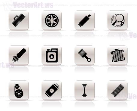 Realistic Car Parts and Services icons - Vector Icon Set 2