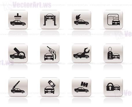 car and automobile service icon - vector icon set