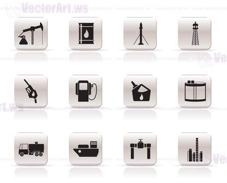 Oil and petrol industry icons - vector icon set