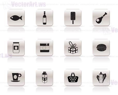 Shop, food and drink icons 1 - vector icon set