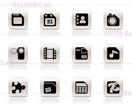 Mobile Phone, Computer and Internet Icons - Vector Icon Set