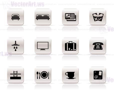 Hotel and motel icons  - vector icon set