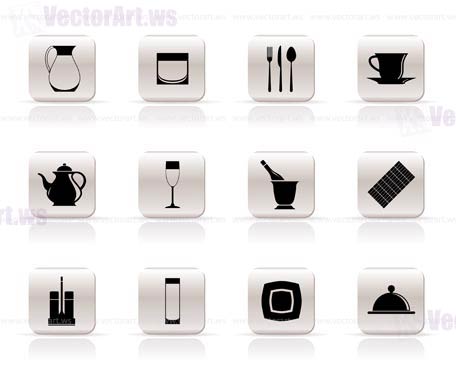 restaurant, cafe, bar and night club icons - vector icon set