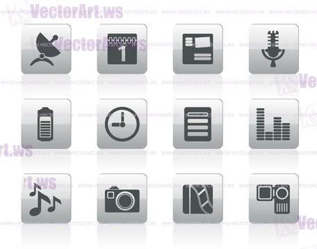 Mobile phone performance icons - vector icon set