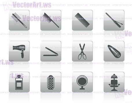 hairdressing, coiffure and make-up icons  - vector icon set