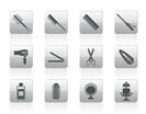 hairdressing, coiffure and make-up icons  - vector icon set