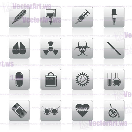 collection of  medical themed icons and warning-signs vector icon set