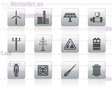 Electricity and power icons - vector icon set