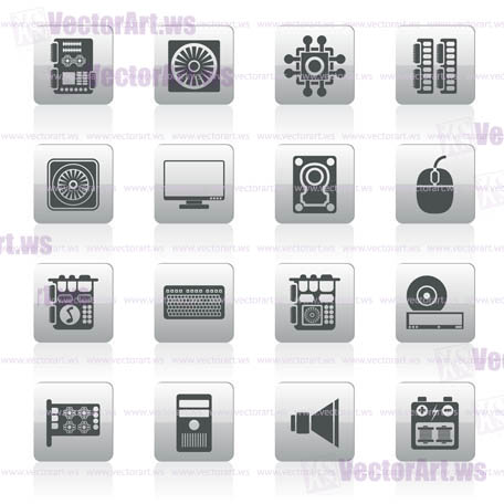 Computer  performance and equipment icons - vector icon set