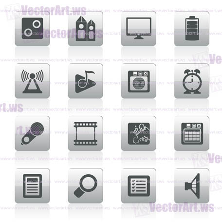 Mobile phone  performance, internet and office icons - vector icon set