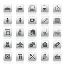 Airport, travel and transportation icons -  vector icon set