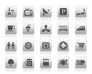 Hotel and Motel objects icons - vector icon set