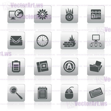 Computer, mobile phone and Internet icons -  Vector Icon Set