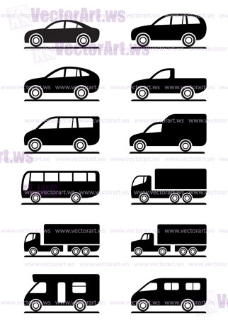 Road transportation icons set - vector illustration