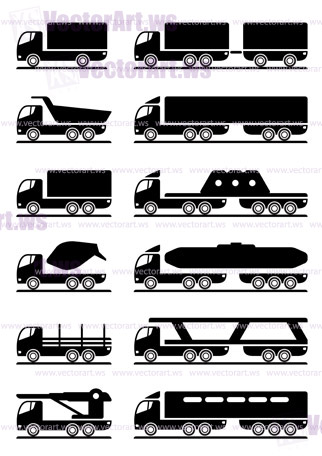 Different types of trucks - vector illustration