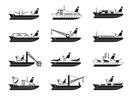 Diverse commercial and passenger ships - vector illustration