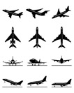 Different passenger aircrafts in flight - vector illustration