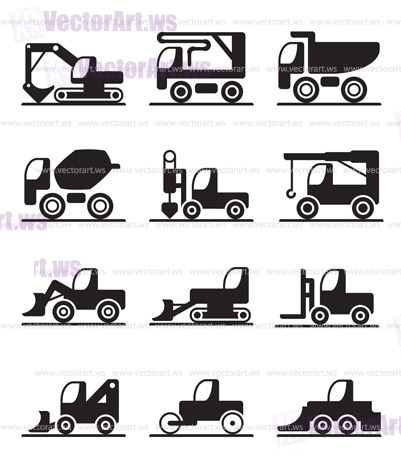 Construction  trucks and vehicles - vector illustration