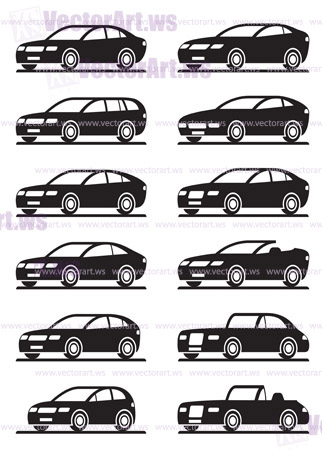 Different modern cars in  angle - vector illustration