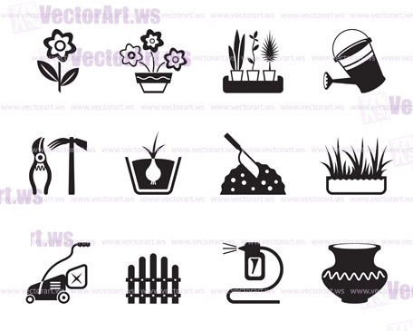 Flower and garden icons set - vector illustration