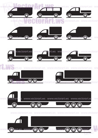 Trucks and pickups - vector illustration