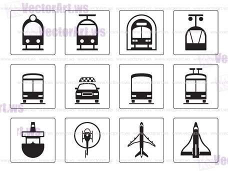 Public vehicles icons set - vector illustration