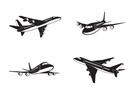 Passenger airplanes in perspective - vector illustration