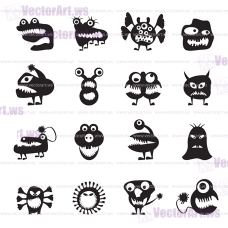 various abstract monsters illustration - vector icon set