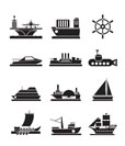 different types of boat and ship icons - Vector icon set