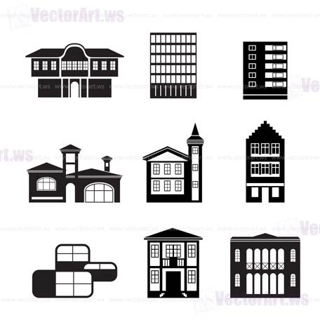 different kind of houses and buildings - Vector Illustration 2