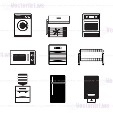 Home electronics and equipment icons - vector icon set