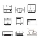 Furniture and furnishing icons - vector icon set