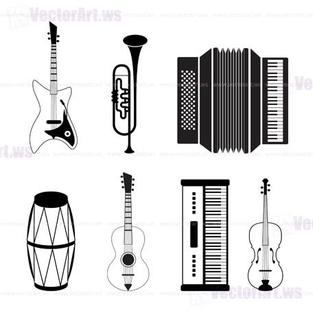 Musical instrument icons - vector icon set