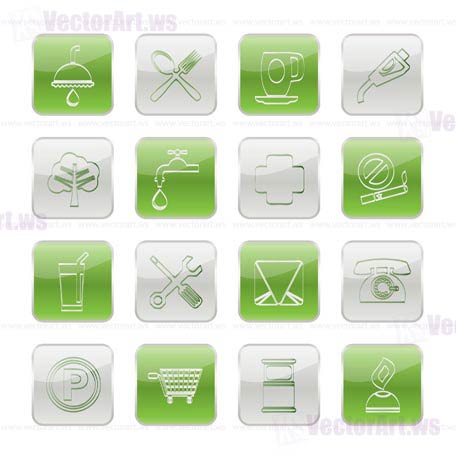 Petrol Station and Travel icons - Vector Icon Set