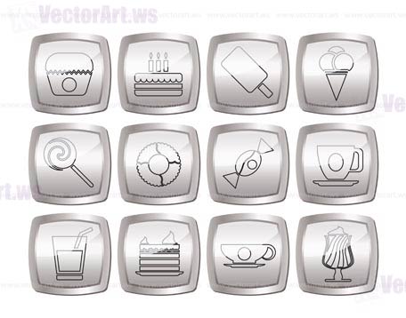 Sweet food and confectionery icons - vector icon set