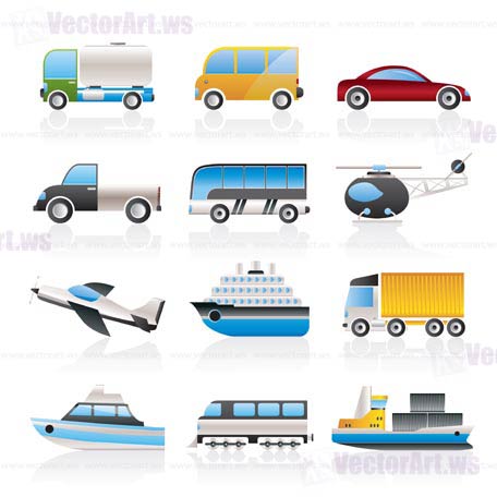 Travel and transportation icons - vector icon set