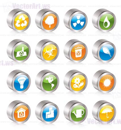 Simple Ecology and Recycling icons - Vector Icon Set