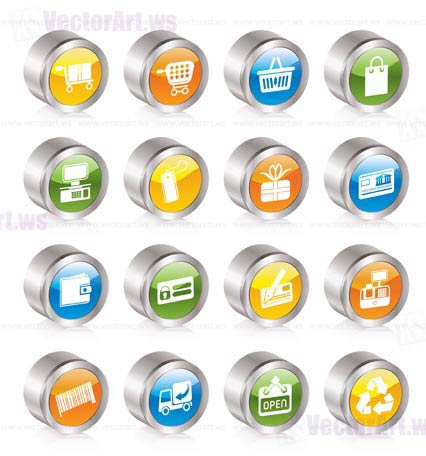 Simple Online Shop icons - Vector Icon Set