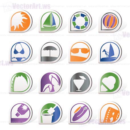 Simple Summer and Holiday Icons - Vector Icon Se