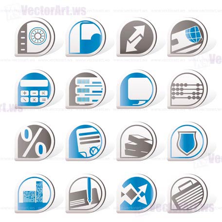 Simple bank, business, finance and office icons - vector icon set