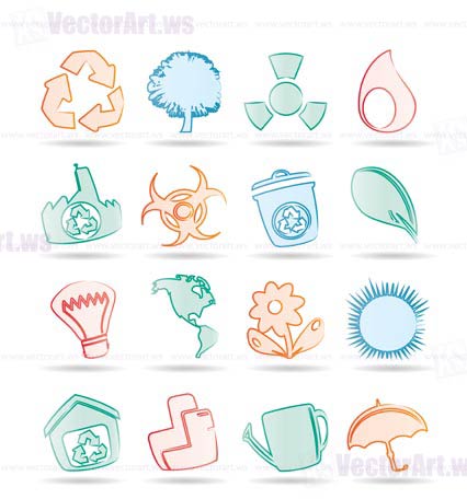 Simple Ecology and Recycling icons - Vector Icon Set