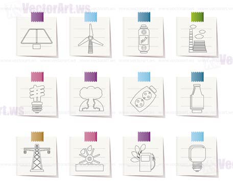 Power, energy and electricity icons - vector icon set