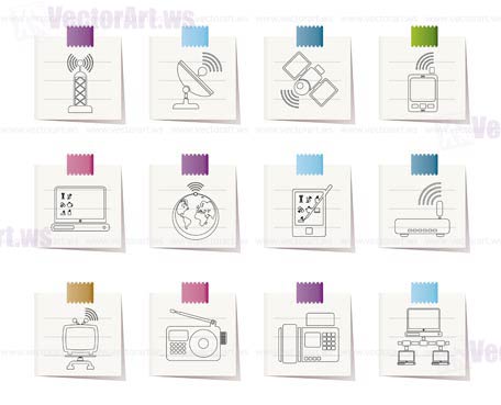 communication and technology icons - vector icon set