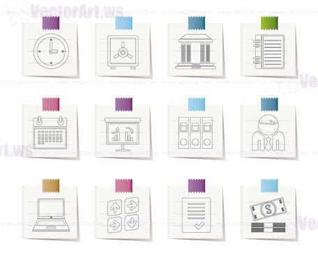 Business, finance and office icons - vector icon set